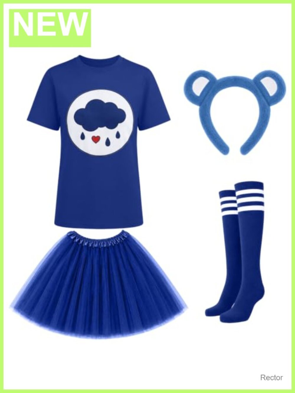 Bear Halloween Costume Set Tutu Skirt Ears Headband T-Shirt Stockings